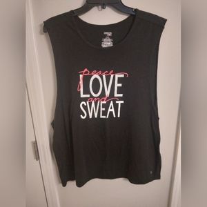 Peace, Love and Sweat Women's Muscle Tee sz. XL